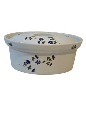 Vintage BIA Cordon Bleu France "Bleuets" Blue Cornflower Oval Covered Casserole